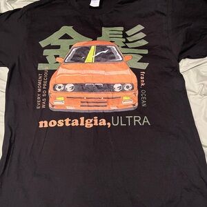 Black Graphic Tee with Orange Car Design